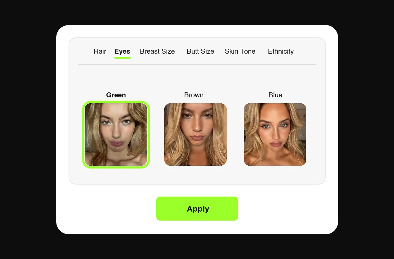 AI creator customization screen