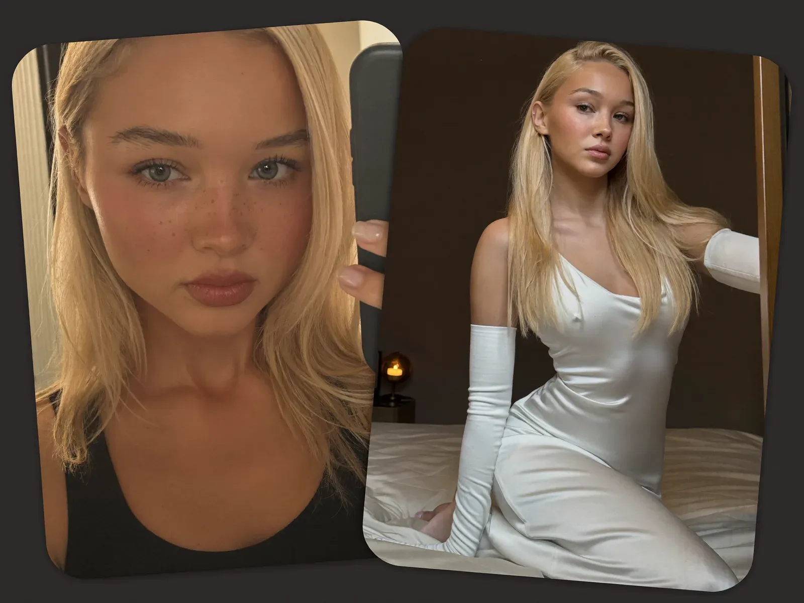 two beautiful girls on separated images
