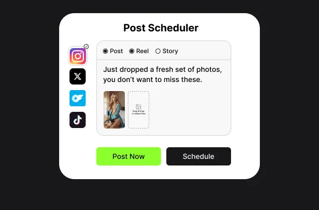 modal with social media post scheduler